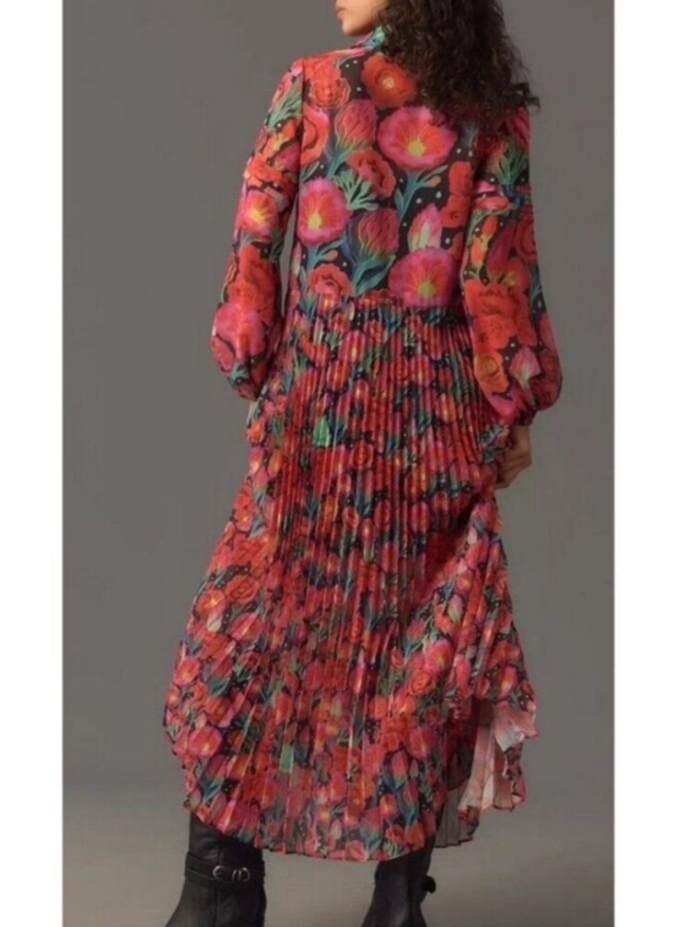 Farm Rio x Anthropologie | Pleated Drop-Waist Maxi Dress L - Picture 4 of 11
